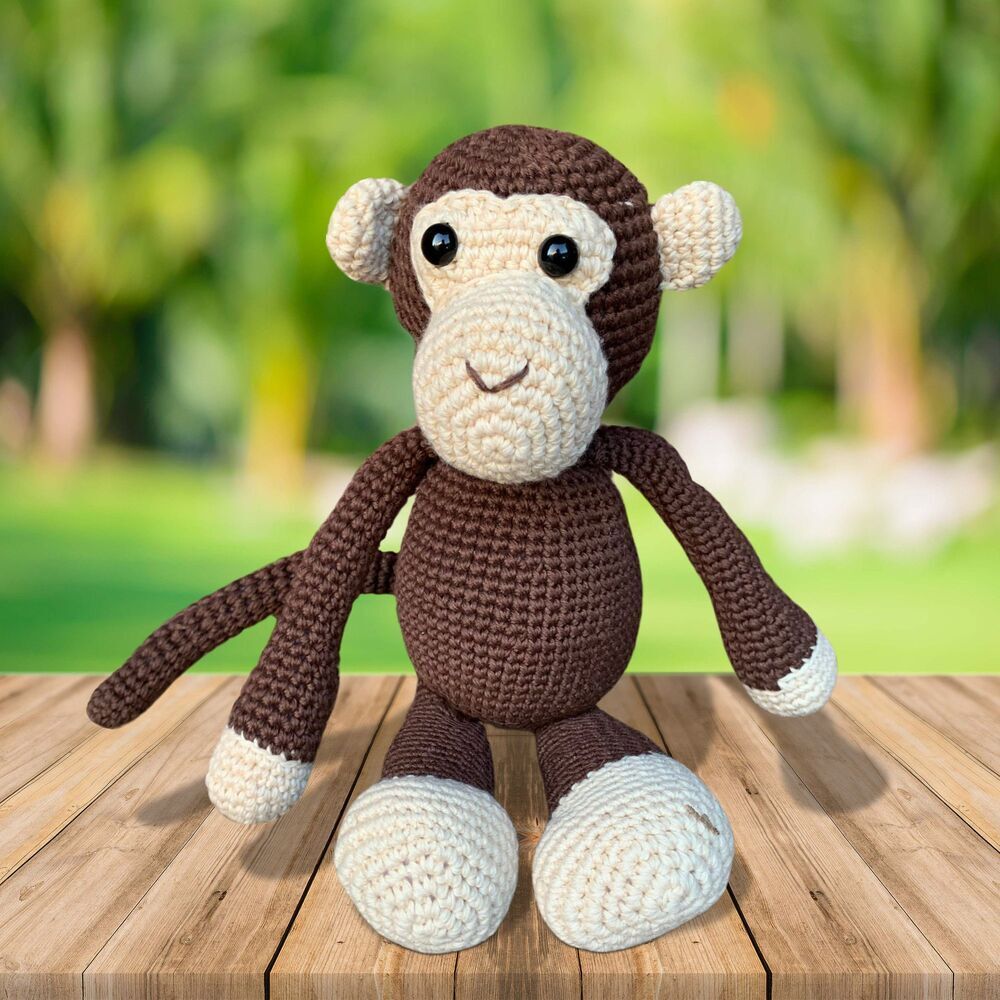 Crochet Mini Monkey Plush Toy Brown Monkey Stuffed Animal Handmade